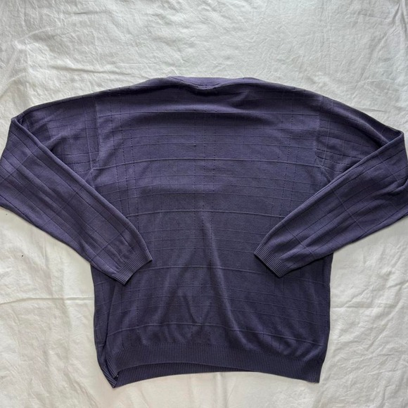 Bachrach Purple 100% Silk Slim Knit Pullover Sweater Sz XL Preppy Minimalist - Picture 2 of 6